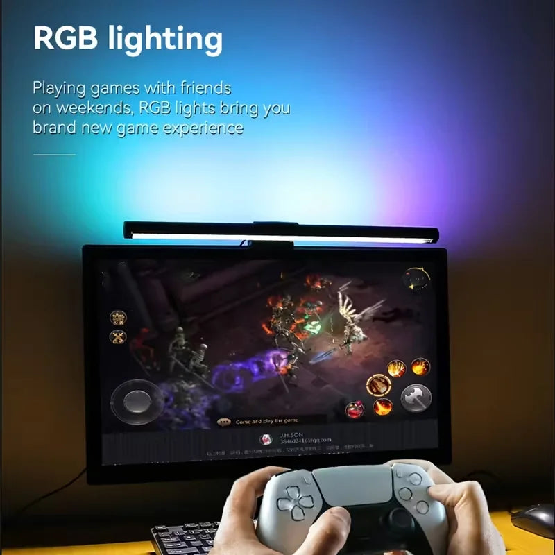Computer Monitor Screen Light Bar LED Desk Lamp Monitor Light Bar Eye-Care Stepless Table Lamp Dimming Lighting for Work Gaming
