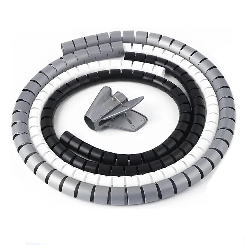 white Cable Wire Protector black office home Organizer Management Pipe Flexible Wire Wrap Line Coiled Tube Cord Sleeve Cover