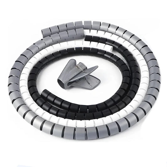 white Cable Wire Protector black office home Organizer Management Pipe Flexible Wire Wrap Line Coiled Tube Cord Sleeve Cover