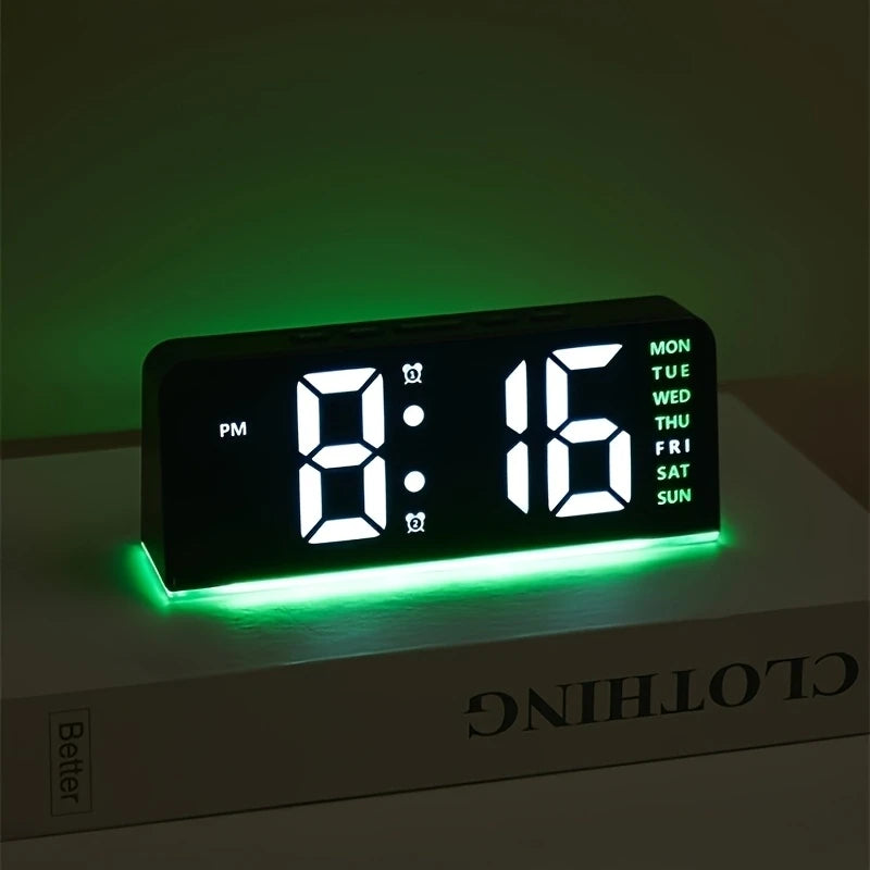 Digital LED Alarm Clock Desktop Table Clock Night Light with Time Temperature Display Backlight Snooze Clock Modern Decor