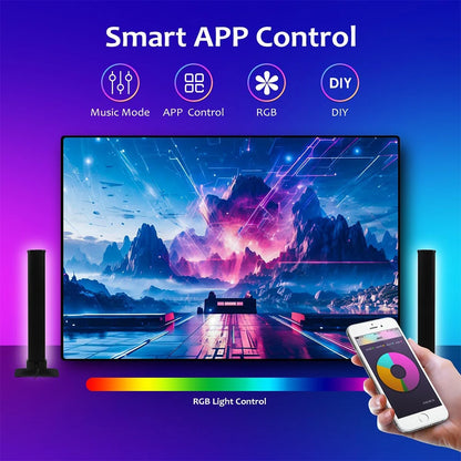 2pcs Smart RGB LED Light Bars, Music Sync Backlight with APP & Remote Control, Ambient Lamp for Gaming TV & Bedroom Decor