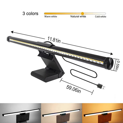 Computer Monitor Screen Light Bar LED Desk Lamp Monitor Light Bar Eye-Care Stepless Table Lamp Dimming Lighting for Work Gaming