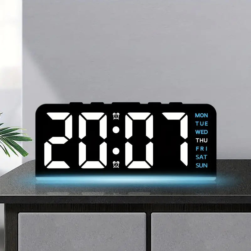 Digital LED Alarm Clock Desktop Table Clock Night Light with Time Temperature Display Backlight Snooze Clock Modern Decor