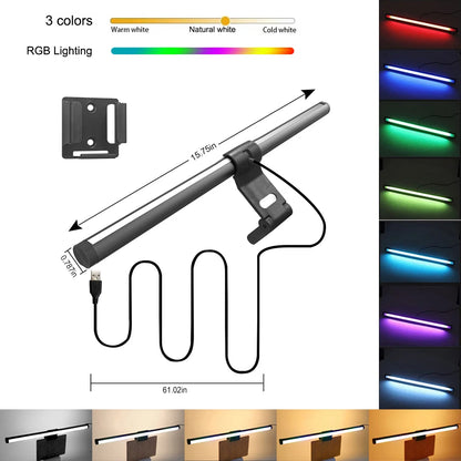Computer Monitor Screen Light Bar LED Desk Lamp Monitor Light Bar Eye-Care Stepless Table Lamp Dimming Lighting for Work Gaming