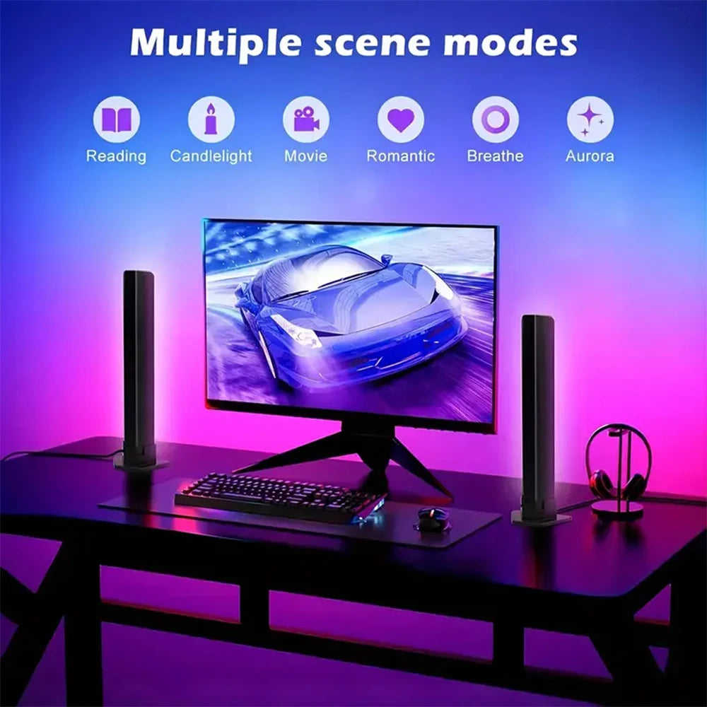 2pcs Smart RGB LED Light Bars, Music Sync Backlight with APP & Remote Control, Ambient Lamp for Gaming TV & Bedroom Decor