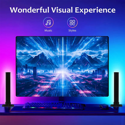 2pcs Smart RGB LED Light Bars, Music Sync Backlight with APP & Remote Control, Ambient Lamp for Gaming TV & Bedroom Decor