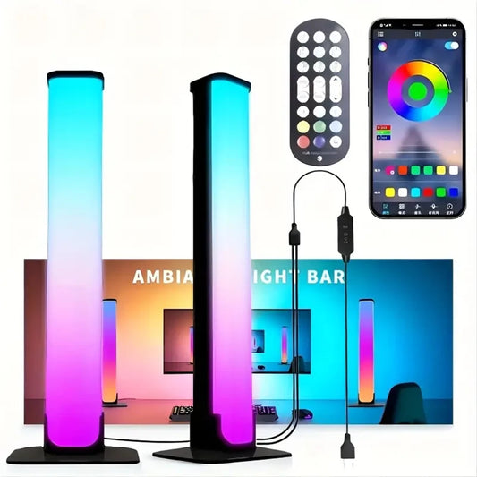 2pcs Smart RGB LED Light Bars, Music Sync Backlight with APP & Remote Control, Ambient Lamp for Gaming TV & Bedroom Decor